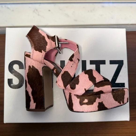 Schutz Pink and Brown Platform Heels - Picture 4 of 8
